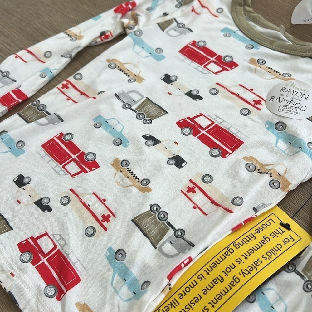Milkberry Toddler Boy Bamboo Pajama Set Cars Trucks 12 18 months 4T - Picture 5 of 5